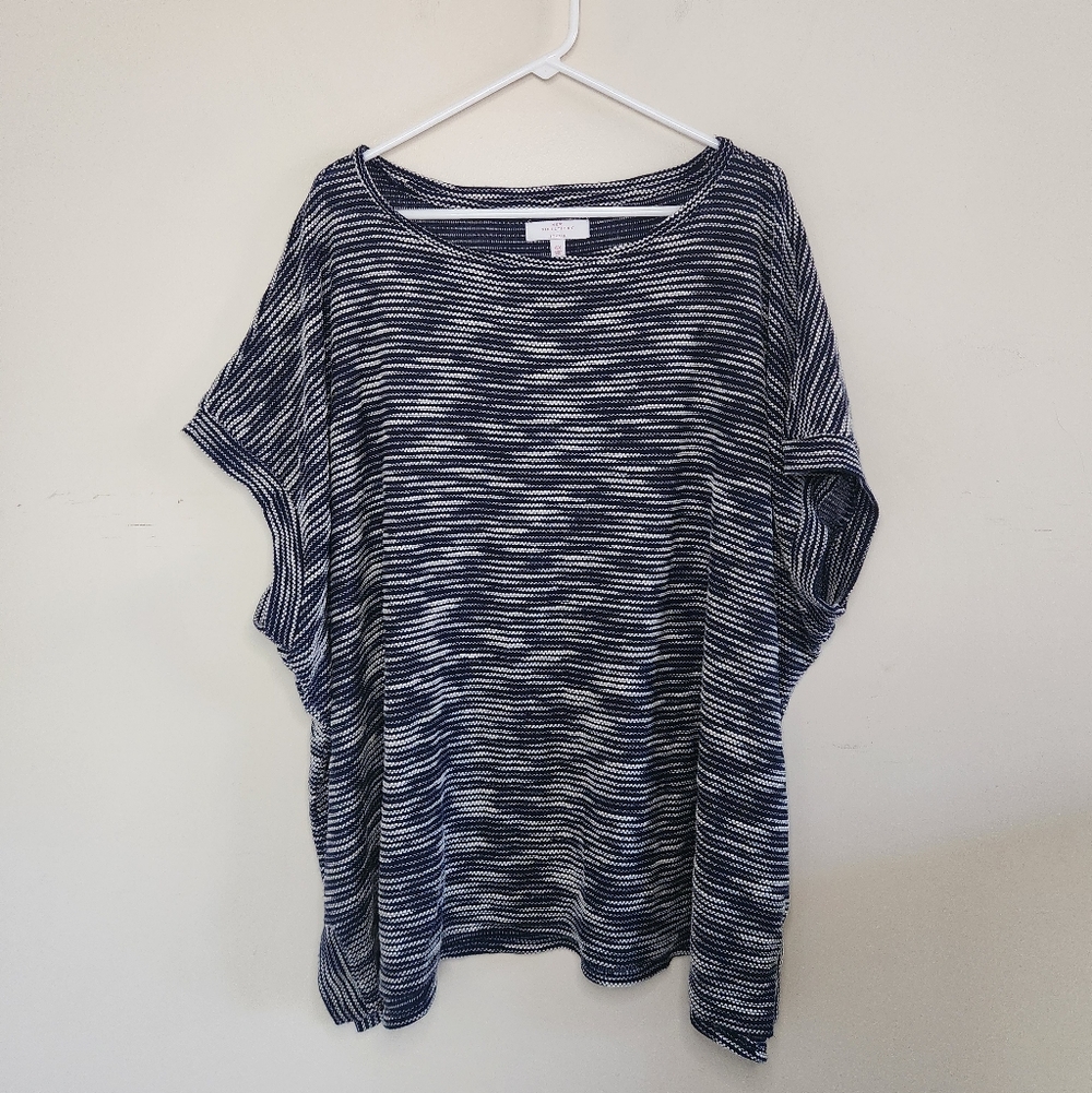 Women's New Directions Textured Navy Blue Top Sz 4X